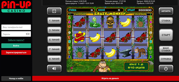 Играть в Crazy Monkey Pin-Up онлайн